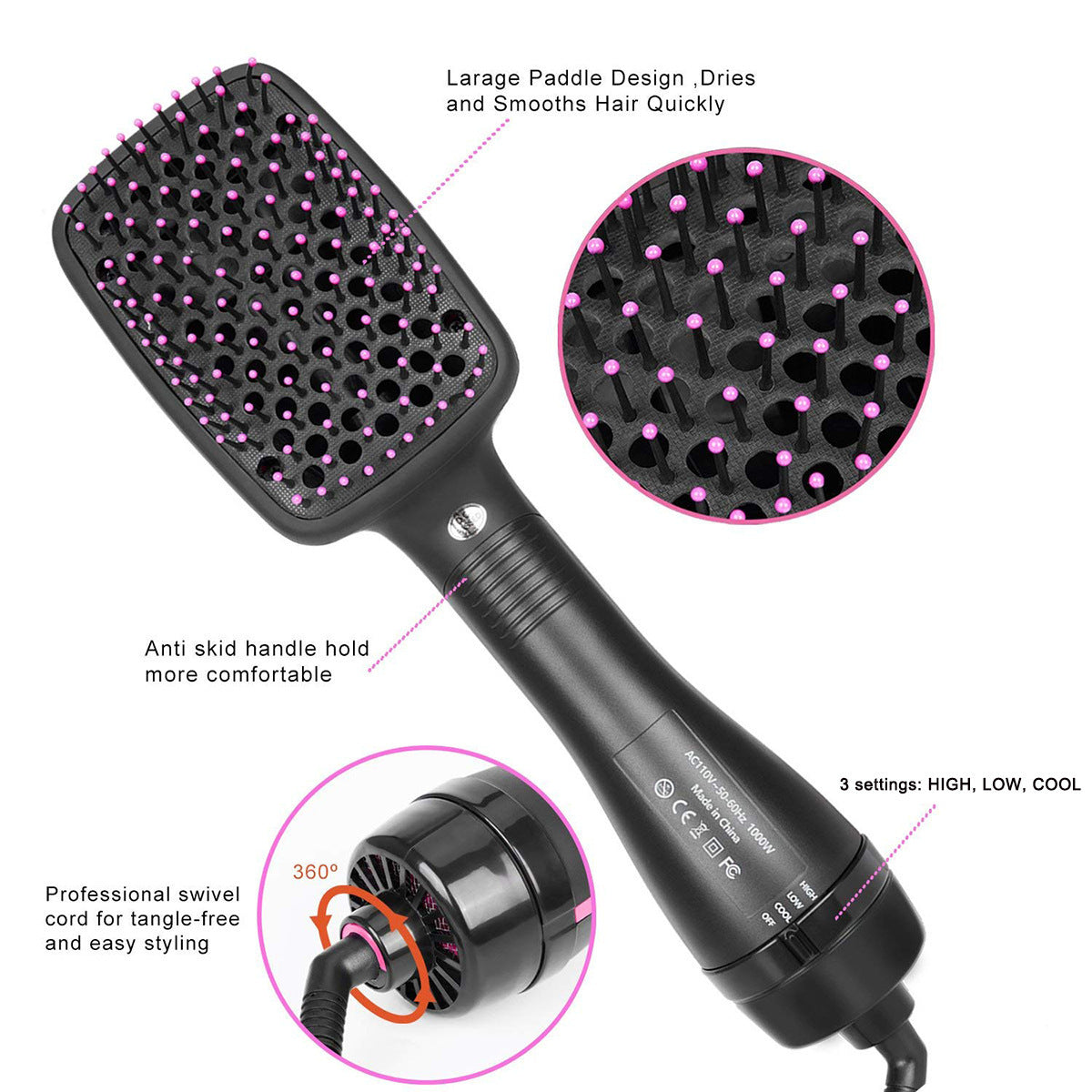 Ha-Mk | Electric Hair Dryer Comb 2 In 1 | Free Shipping